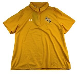 Under Armour Shirt Womens 2XL Yellow SFS Polo Team Tech‎ Golf Performance NWT